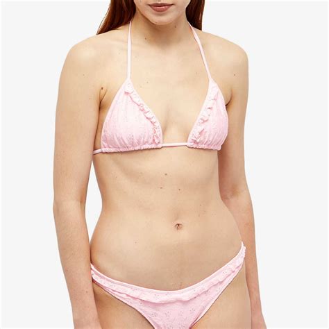 Frankies Bikinis Women S Lucia Eyelet Bikini Bottom In Pink Frankies