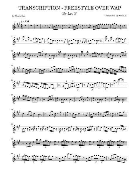 Freestyle Over Wap Sheet Music For Saxophone Tenor Solo