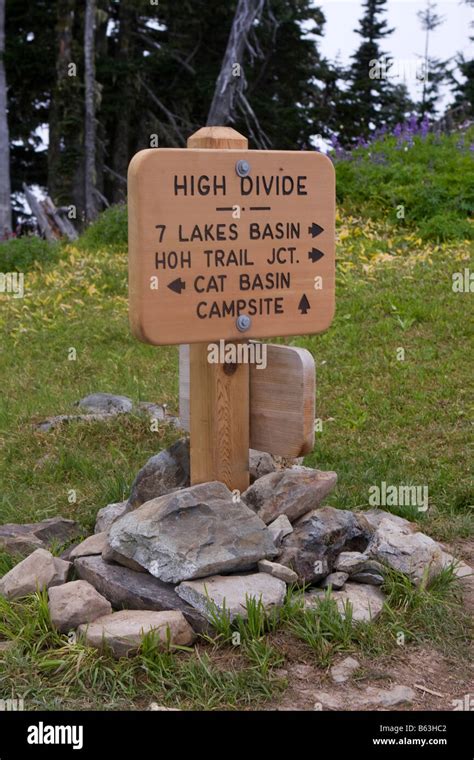 Sign At Heart Lake High Divide Junction Olympic National Park