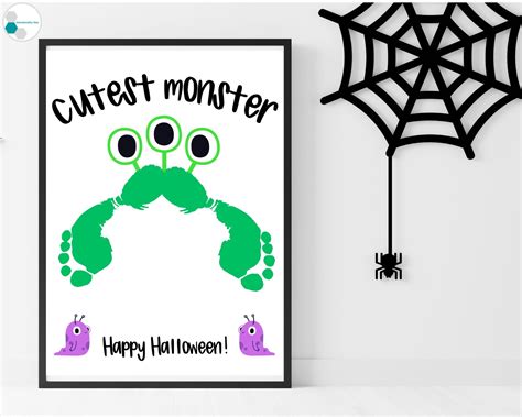 Monster Halloween Handprint Art Craft Happy Halloween Etsy