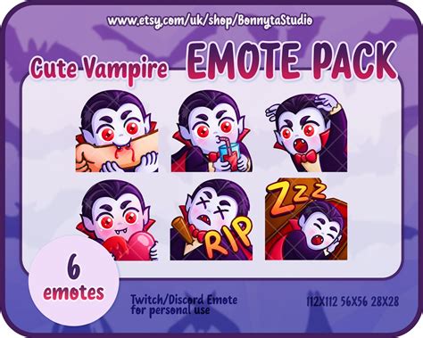 Cute Vampire Emote Pack Dracula Emotes Halloween Emote Pack Emote Set