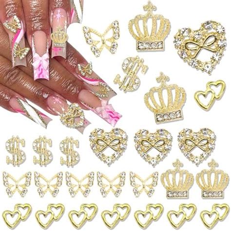 Amazon Yaeism Pcs Gold Nail Charms D Crown Nail Charms Crystal