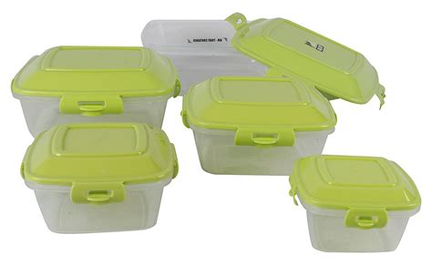 Buy Mahaveer Plastic Center Air Tight Container Set Of Green Online