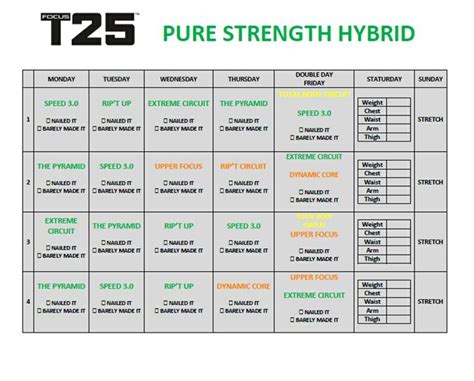 Pure Strength Hybrid Workout Schedule Workout Calender Pure Products