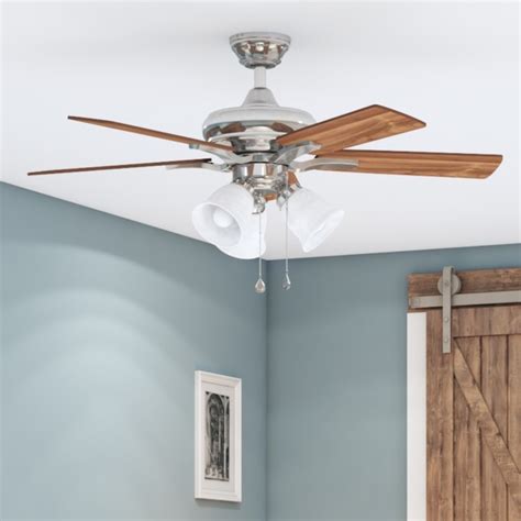 Harbor Breeze Lansing 42 In Brushed Nickel Indoor Downrod Or Flush Mount Ceiling Fan With Light