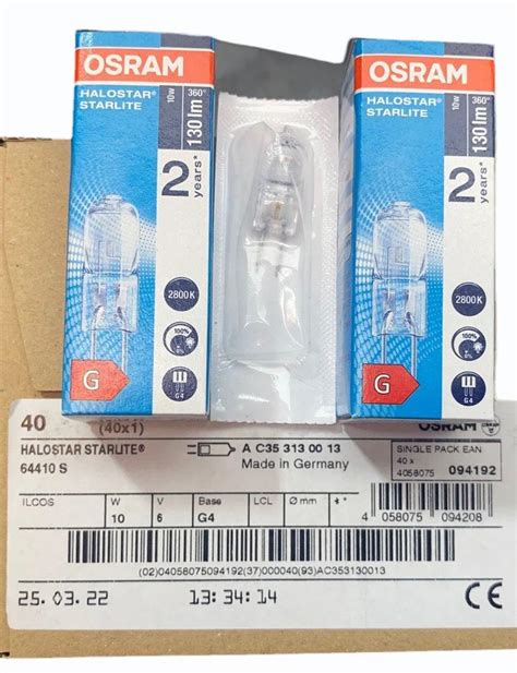 OSRAM HALOSTAR STARLITE 64410S 6V 10W G4 LONG LIFE At 400 Piece