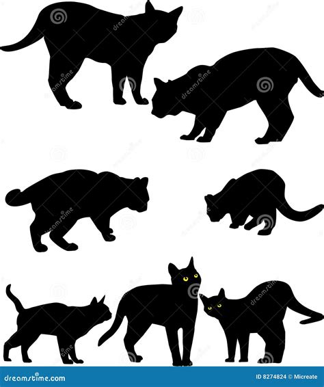 Standing Cats Front And Back Border Set Vector Illustration