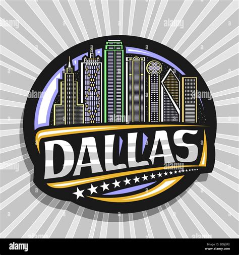 Vector logo for Dallas, black decorative badge with outline ...