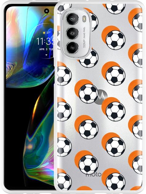 Cazy Hoesje Geschikt Voor Motorola Moto G82 Soccer Ball Orange Bol