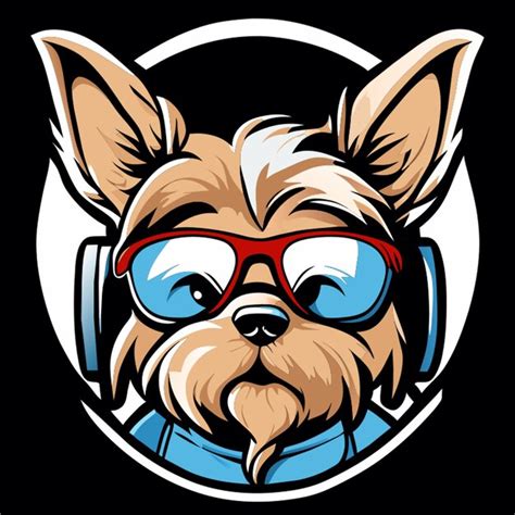 Yorkshire Terrier Con Auriculares Y Gafas De Sol Ilustraci N Vectorial