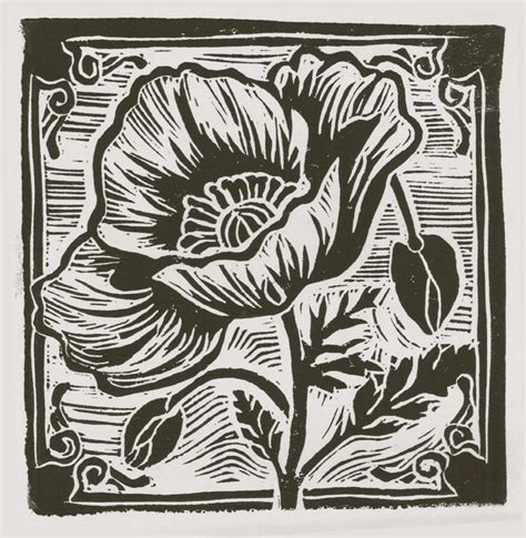 Poppy Linocut 4 X 4 Woodcuts Prints Linocut Prints Art Prints