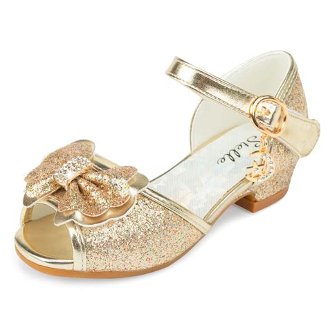 Stelle Girls Sparkly Princess Low Heels Sandals,Gold - Walmart.com