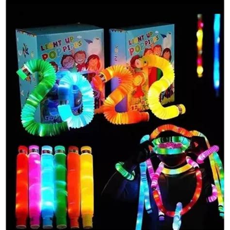 Kit Pcs Poptube Led Tubo Fidget Tube Toys Folding Pop It Cor