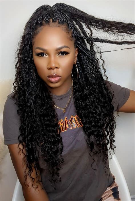 Pre Looped Crochet Boho Box Braids Human Hair Curls 18 Inch Eayonhair