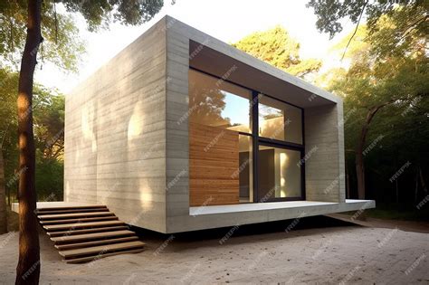 Premium AI Image | Modern realistic contemporary house in wood and concrete design