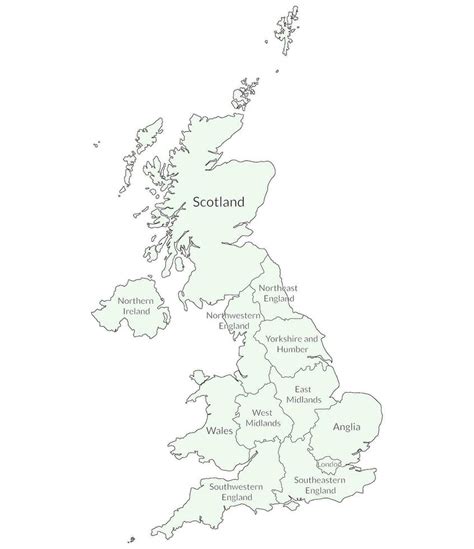 United Kingdom Regions map. Map of United Kingdom in administrative ...