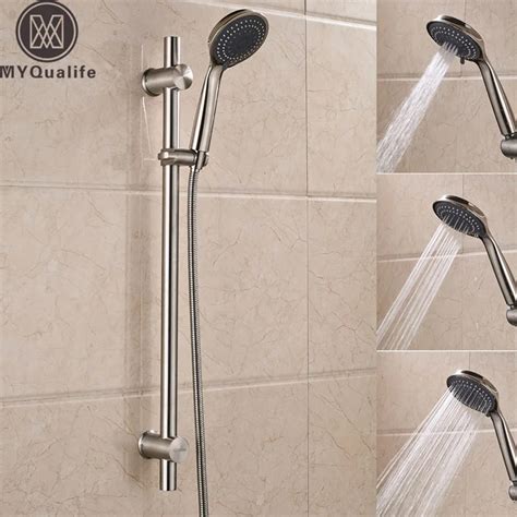 Shower Faucet Slide Bar Brushed Nickel Height Adjustable Pipe For