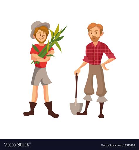 Farmers Harvesting Crop Cartoon Royalty Free Vector Image