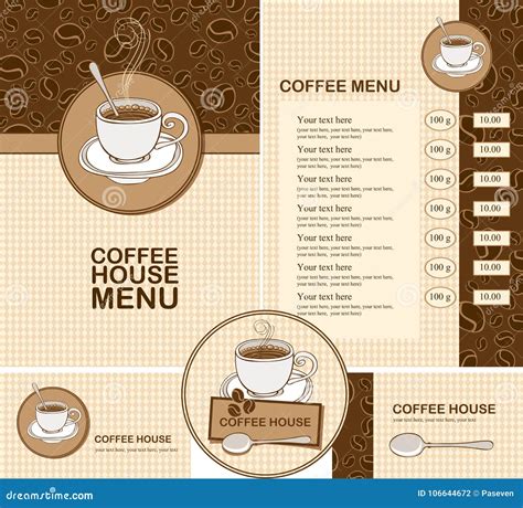 Set of Design Elements for Coffee House with Menu Stock Vector ...