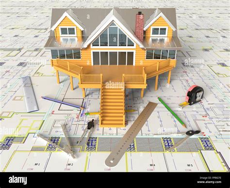 3D Rendering House Layout And Architectural Drawings Stock Photo Alamy