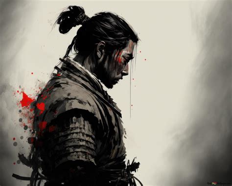 Samurai after battle art 4K wallpaper download