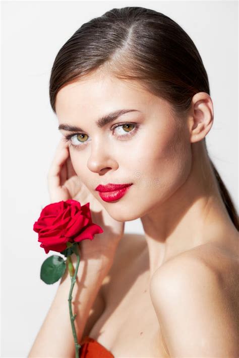 Attractive Woman Look Flower Lipstick Stock Photo Image Of Colour