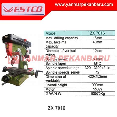 Jual Mesin Bor Duduk Drilling Milling Machine XIAN ZX 7016 BY