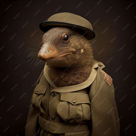 Premium Ai Image Realistic Lifelike Platypus In Army Military Navy