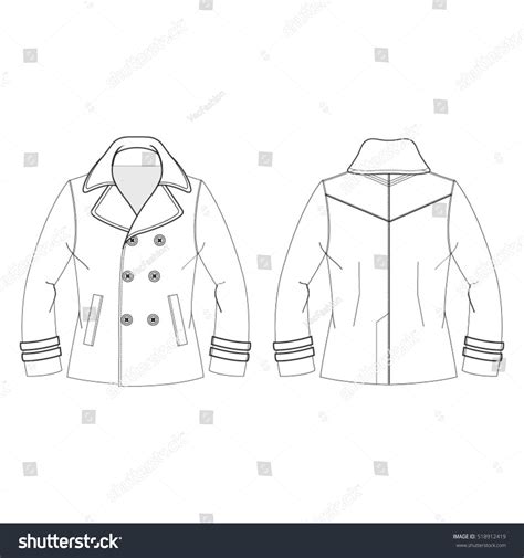 Classic Pea Coat Vector Template Stock Vector Royalty Free 518912419