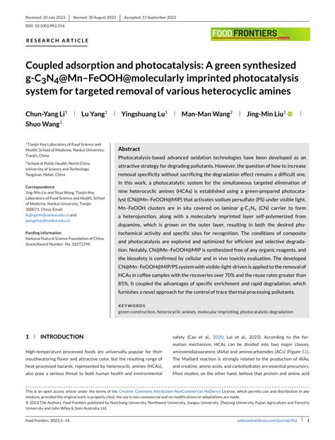 PDF Coupled Adsorption And Photocatalysis A Green Synthesized GC 3