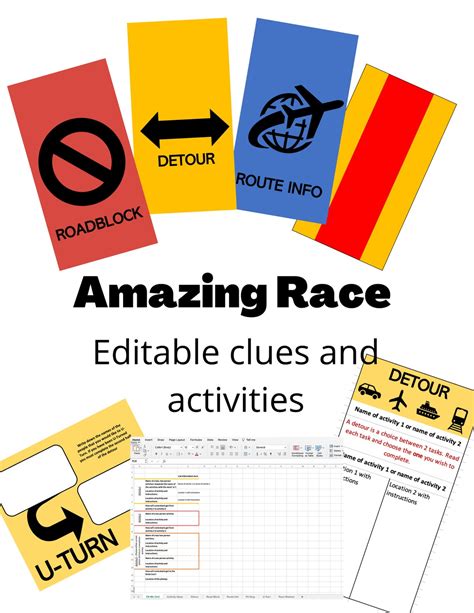 Editable Amazing Race Template Clues - Etsy