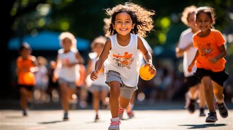 premium photo kids running  park