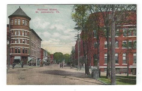 St Johnsbury Vermont Vintage Postcard View Of Railroiad Street 1911