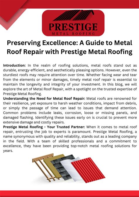 Ppt Preserving Excellence A Guide To Metal Roof Repair With Prestige