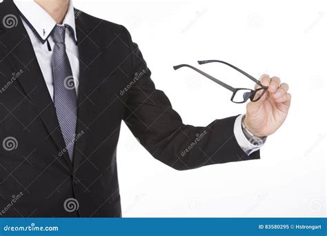 Businessman Holding Glasses Stock Image Image Of Serious Glasses