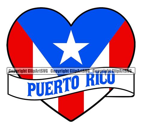 Puerto Rico Rican Heart Love Flag Country World Nation Map Sign Symbol