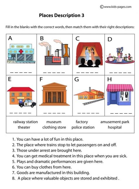 Places Descriptions 3 Worksheet