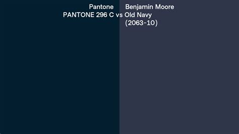 Pantone 296 C vs Benjamin Moore Old Navy (2063-10) side by side comparison