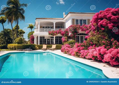 Luxury Mansion House with Garden and Pool. Generative AI. Stock ...