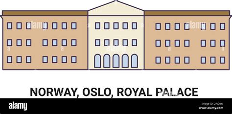 Norway Oslo Royal Palace Travel Landmark Vector Illustration Stock