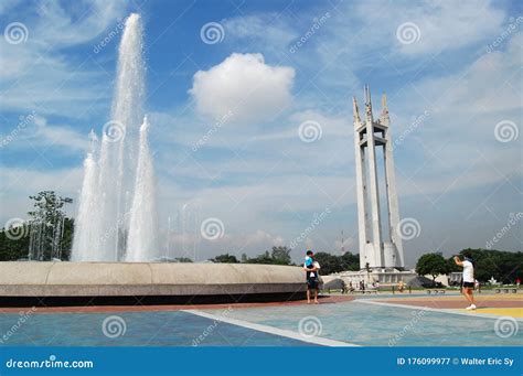 Quezon Memorial Circle Shrine And Fountain In Quezon City Philippines