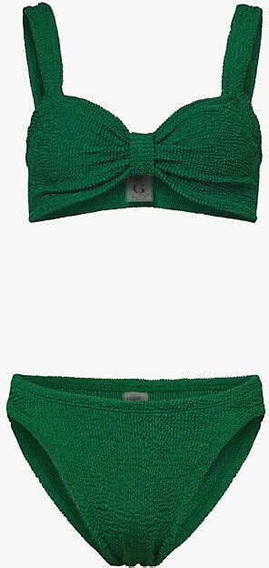 Hunza G Womens Metallic Forest Green Bonnie Crinkled Texture Bikini