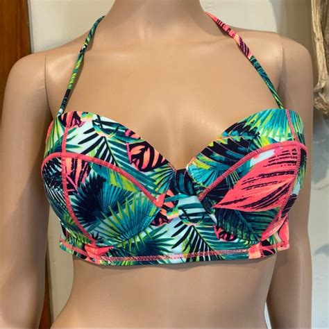 Tops Palm Print Tropical Vibe Botanical Bustie Swimming Suit Bikini