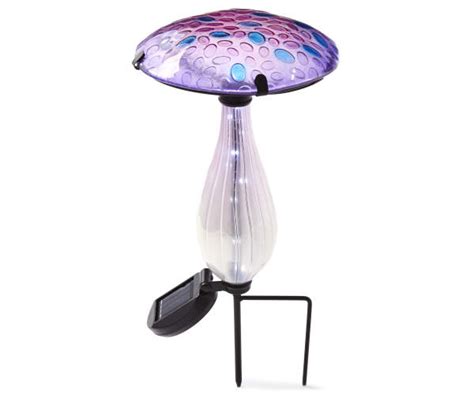 Real Living Purple Mushroom Led Solar Light Yard Stake 16 Solar