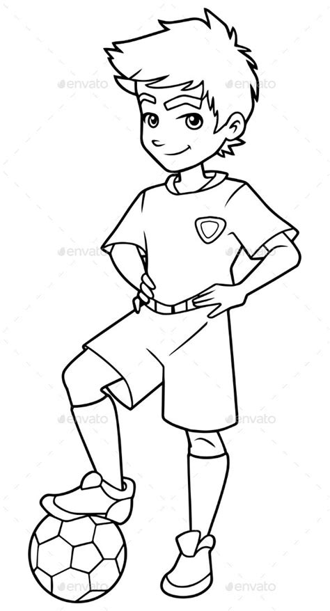 Football Boy Standing Line Art Fußballspieler zeichnung Ausmalbilder