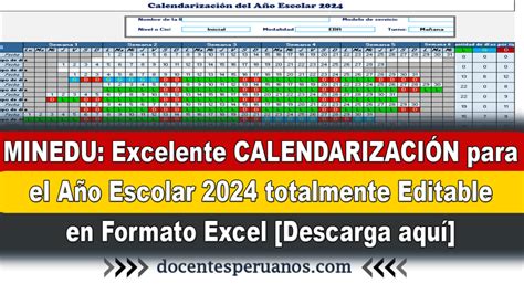 Minedu Excelente CalendarizaciÓn Para El Año Escolar 2024 Totalmente