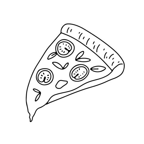 Premium Vector Pizza Slice With Melted Cheese And Tomatoes Hand Drawn