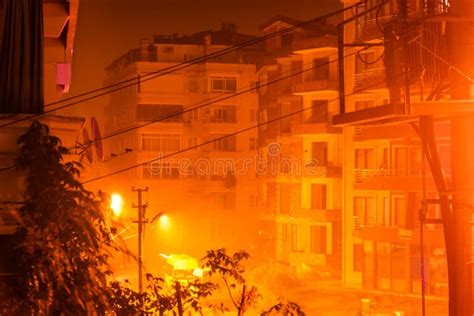 Heavy Rainfall at Night editorial stock photo. Image of colorful - 98599318