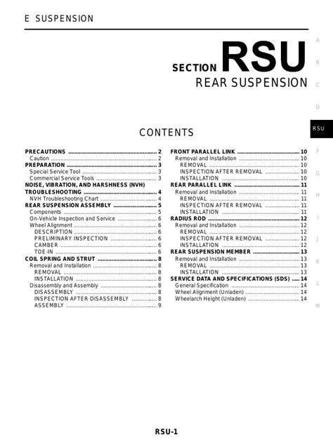 2001 Nissan X Trail Repair Manual Rear Suspension Section Rsu Pdf