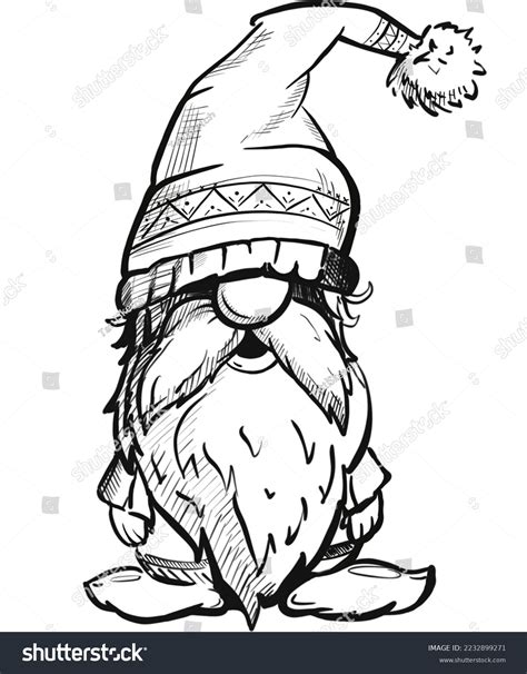 Hand Draw Black White Illustration Gnomes Stock Illustration 2232899271 ...